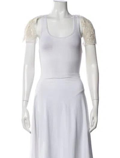 Pre-owned Vera Wang Lace Pattern Jacket In White