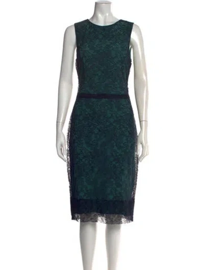 Pre-owned Vera Wang Lace Pattern Knee-length Dress W/ Tags In Blue/green