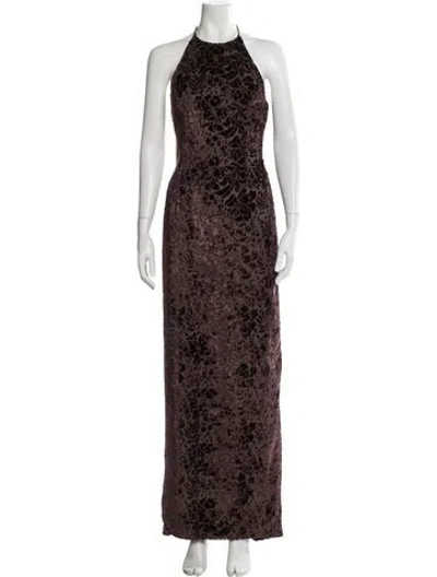 Pre-owned Vera Wang Lace Pattern Long Dress In Brown