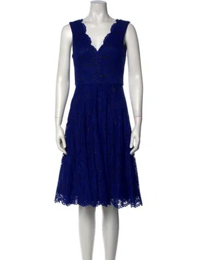 Pre-owned Vera Wang Lace Pattern Midi Length Dress In Blue