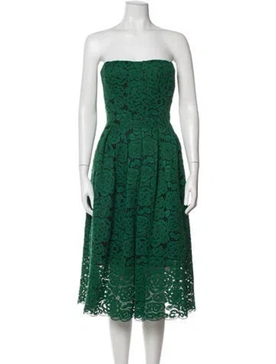 Pre-owned Vera Wang Lace Pattern Midi Length Dress In Green
