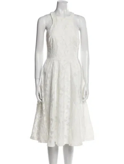 Pre-owned Vera Wang Lace Pattern Midi Length Dress In Neutral