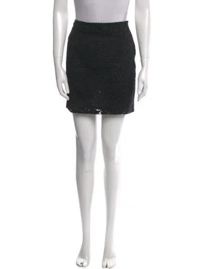 Pre-owned Vera Wang Lace Trim Embellishment Mini Skirt In Black
