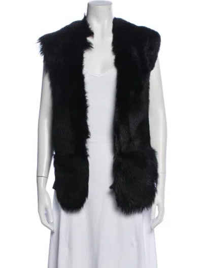 Pre-owned Vera Wang Lamb Fur Faux Fur Jacket In Black