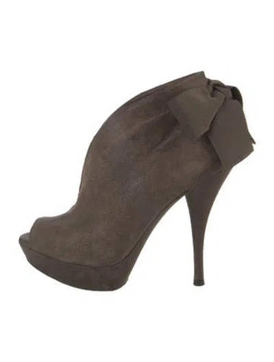 Pre-owned Vera Wang Leather Bow Accents Mules In Gray