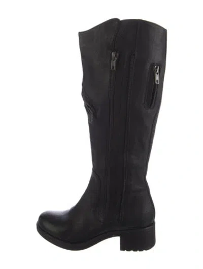 Pre-owned Vera Wang Leather Moto Boots In Black