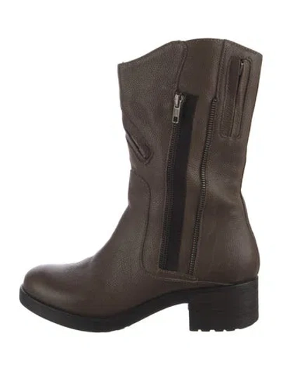 Pre-owned Vera Wang Leather Moto Boots In Brown