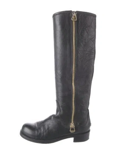 Pre-owned Vera Wang Leather Riding Boots In Blue