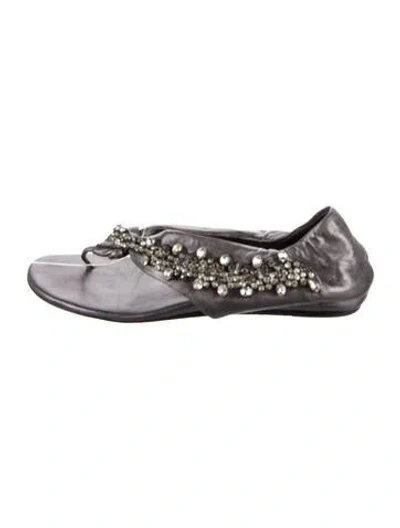 Pre-owned Vera Wang Leather Sandals In Gray