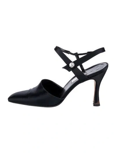 Pre-owned Vera Wang Leather Slingback Pumps In Black