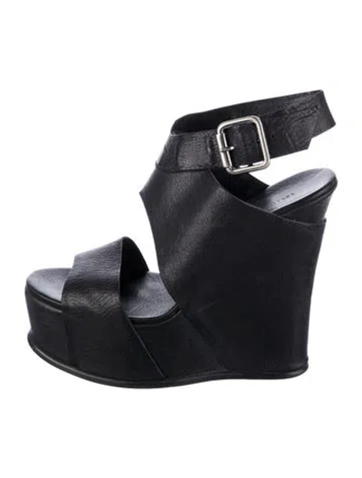 Pre-owned Vera Wang Leather Slingback Sandals In Black