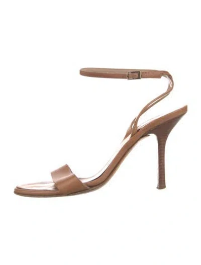 Pre-owned Vera Wang Leather Slingback Sandals In Neutral