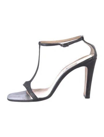 Pre-owned Vera Wang Leather T-strap Sandals In Blue