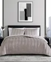 Vera Wang Velvet Linear Stitch Reversible Quilt Set In French Clay