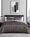 Vera Wang Velvet Linear Stitch Reversible Quilt Set In Plum Brown