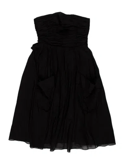 Pre-owned Vera Wang Linen Mini Dress In Black