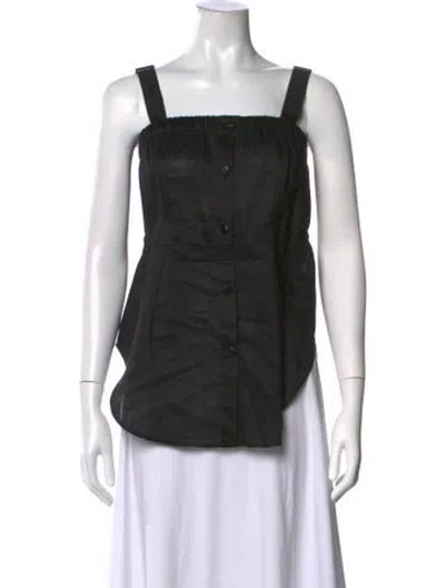 Pre-owned Vera Wang Linen Square Neckline Top In Black