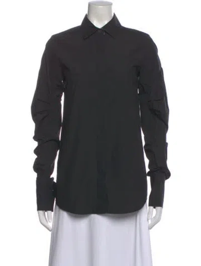 Pre-owned Vera Wang Long Sleeve Button-up Top In Gray