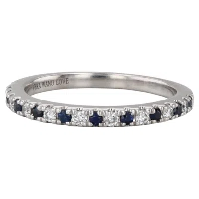Pre-owned Vera Wang Love 0.29ctw Sapphire Diamond Band 14k Gold Stackable Wedding Ring In Blue