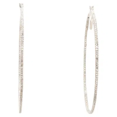 Pre-owned Vera Wang Love 14k White Gold Diamond Hoop Earrings