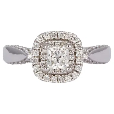 Pre-owned Vera Wang Love Collection 0.80 Tcwt Princess Diamond Double Frame Ring In Multi