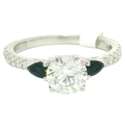 Pre-owned Vera Wang Love Collection 1.20ctw Diamond & Blue Sapphire Engagement Ring