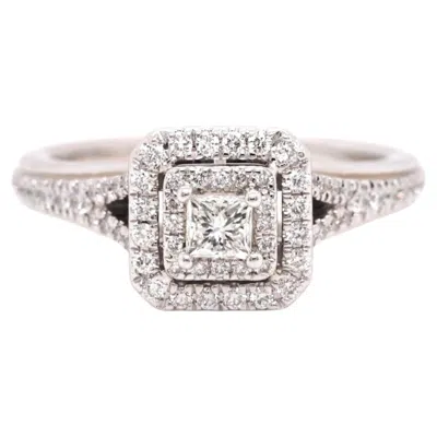 Pre-owned Vera Wang Love Collection 14k W Gold 5/8 Ct Princess Diamond Double Frame Ring In Multi