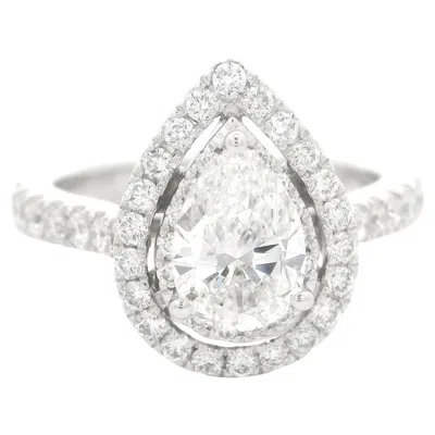 Pre-owned Vera Wang "love" Collection 14k White Gold Pear Diamond Halo Engagement Ring