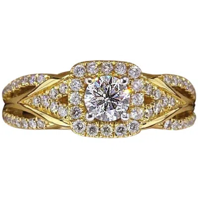 Pre-owned Vera Wang Love Diamond Engagement Ring 1.00 Tcw 14 Karat Yellow Gold