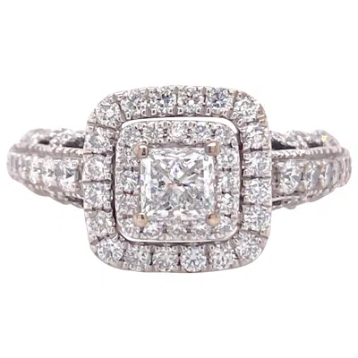 Pre-owned Vera Wang Love Princess Diamond 1 1/3 Tcw Engagment Ring 14kt White Gold