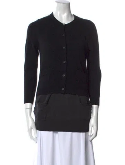Pre-owned Vera Wang Merino Wool Crew Neck Sweater In Black