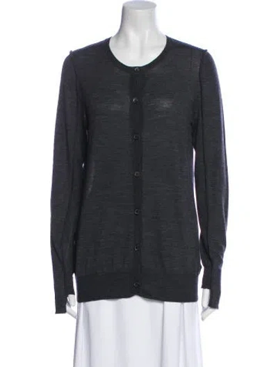 Pre-owned Vera Wang Merino Wool Scoop Neck Sweater In Gray