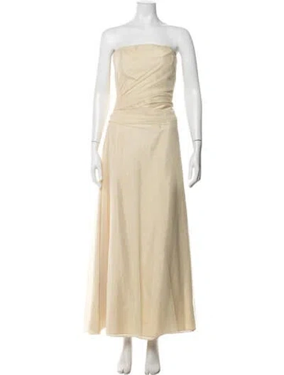 Pre-owned Vera Wang Mesh Long Dress In Yellow