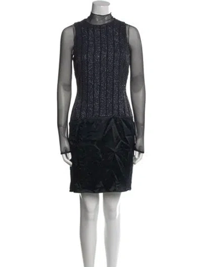 Pre-owned Vera Wang Mock Neck Mini Dress In Black
