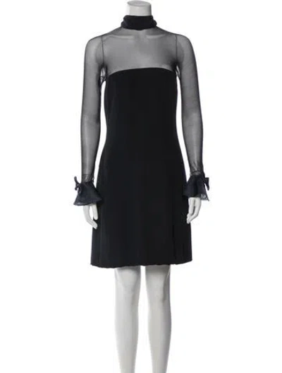 Pre-owned Vera Wang Mock Neck Mini Dress In Black