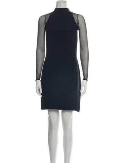 Pre-owned Vera Wang Mock Neck Mini Dress In Blue