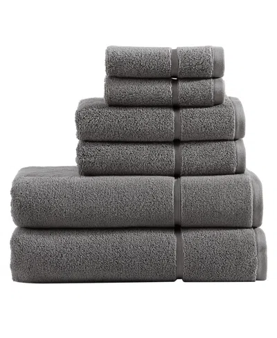 Vera Wang Modern Lux Cotton Terry 6-piece Towel Set In Black