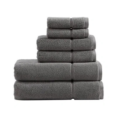 Vera Wang Modern Lux Solid Cotton 6 Piece Towel Set In Dark Gray