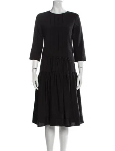 Pre-owned Vera Wang Mohair Midi Length Dress In Black