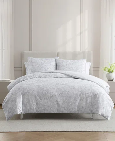 Vera Wang Nebulous Flower Cotton 3-pc. Duvet Cover Set, King In Gray