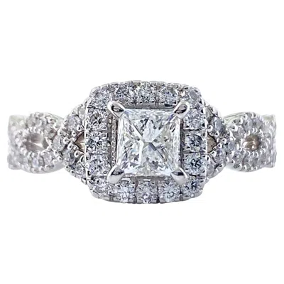 Pre-owned Vera Wang Neil Lane Princess Diamond Engagement Ring Twisted Band 1.00 Tcw 14k Wg In Multi