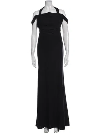 Pre-owned Vera Wang Off-the-shoulder Long Dress In Black