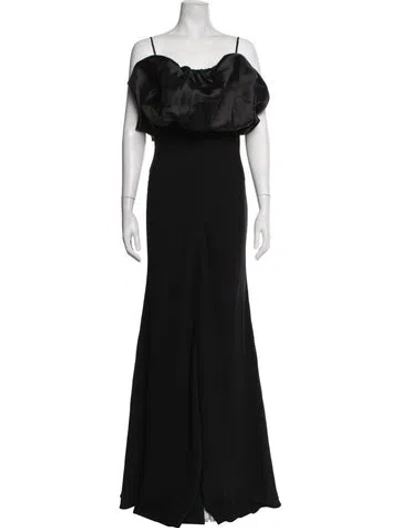 Pre-owned Vera Wang Off-the-shoulder Long Dress In Black