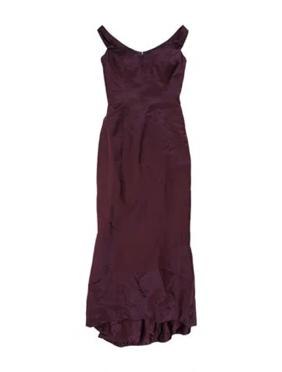 Pre-owned Vera Wang Off-the-shoulder Long Dress In Burgundy