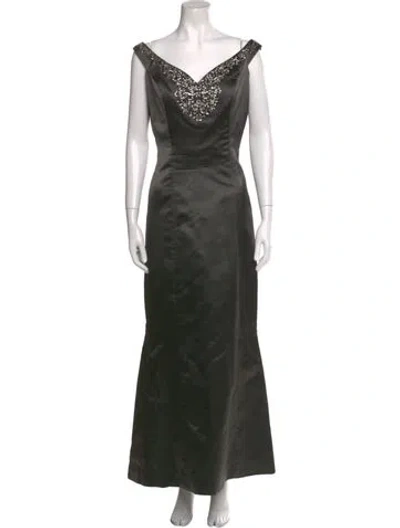 Pre-owned Vera Wang Off-the-shoulder Long Dress In Green