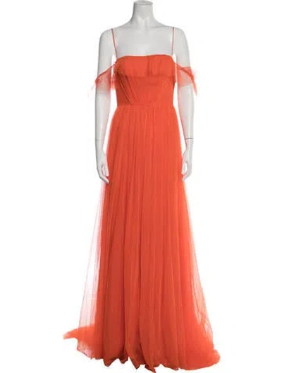 Pre-owned Vera Wang Off-the-shoulder Long Dress In Orange