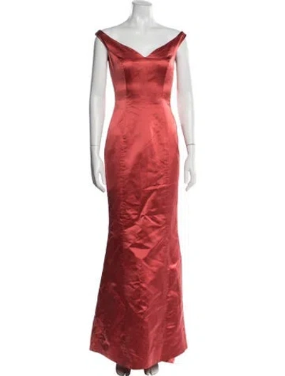 Pre-owned Vera Wang Off-the-shoulder Long Dress In Red