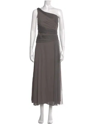 Pre-owned Vera Wang One-shoulder Long Dress In Gray