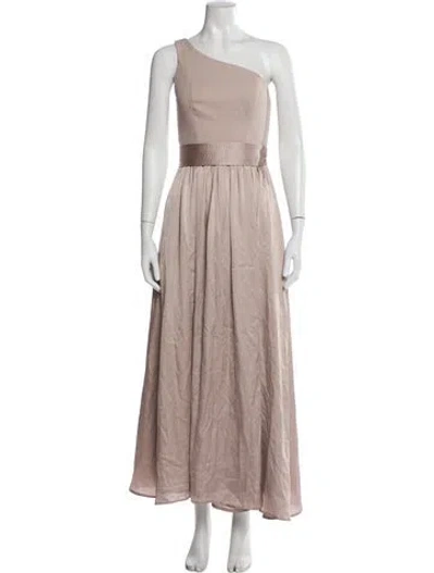 Pre-owned Vera Wang One-shoulder Long Dress In Neutral