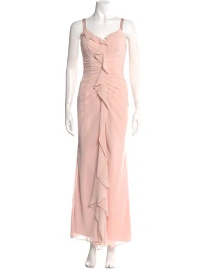 Pre-owned Vera Wang One-shoulder Long Dress In Pink